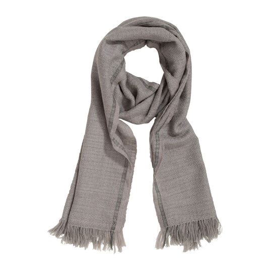 Pale grey hand woven wool cashmere scarf